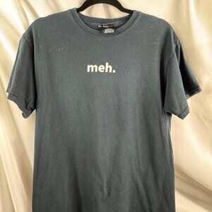Mens Size Medium Black T shirt "Meh" from Think Geek Used